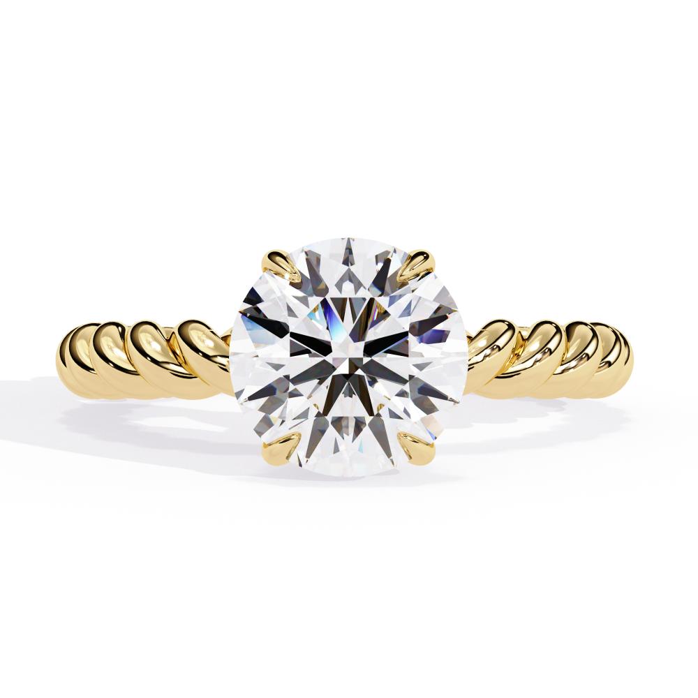 Round Solitaire with Rope Band Engagement Ring