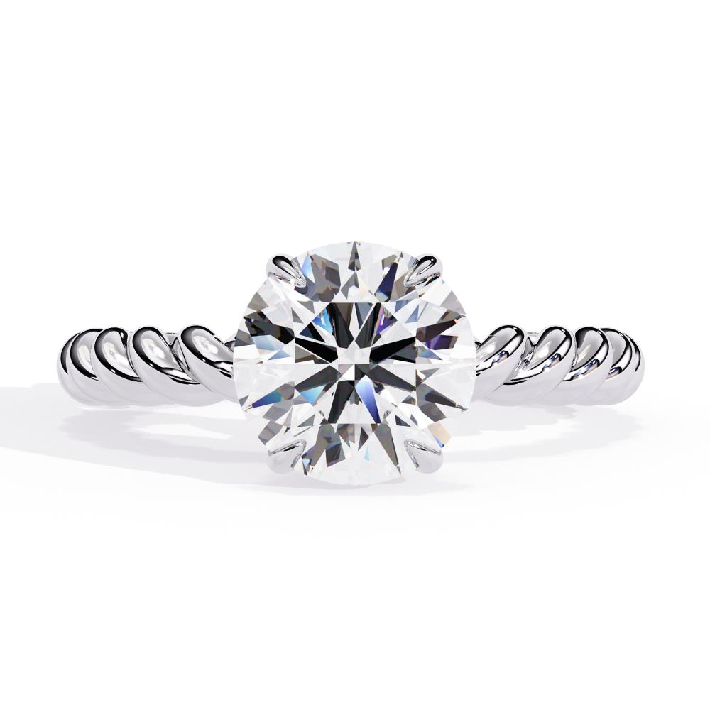 Round Solitaire with Rope Band Engagement Ring