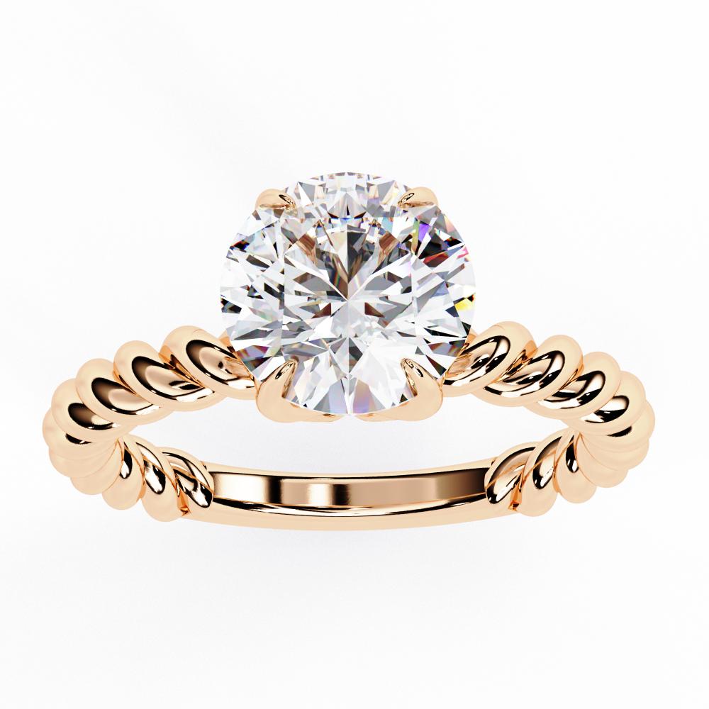 Round Solitaire with Rope Band Engagement Ring