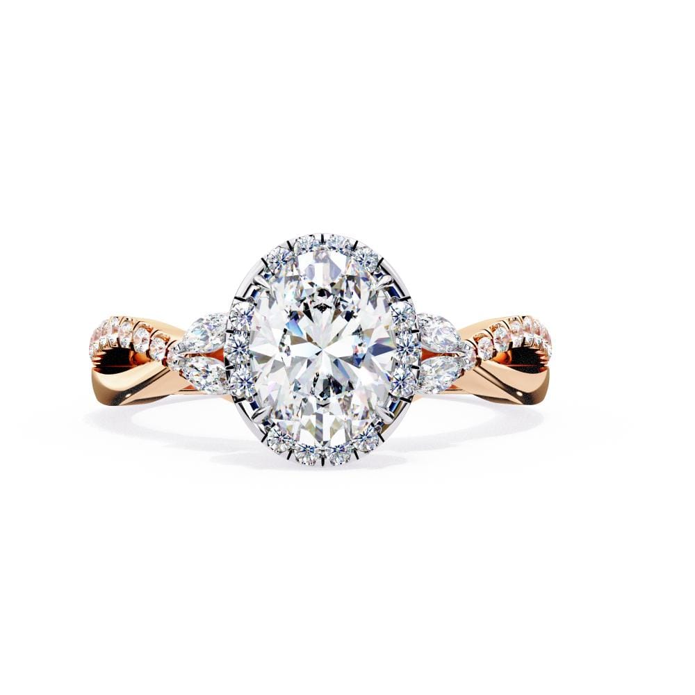 Oval Halo With Twisted Engagement ring