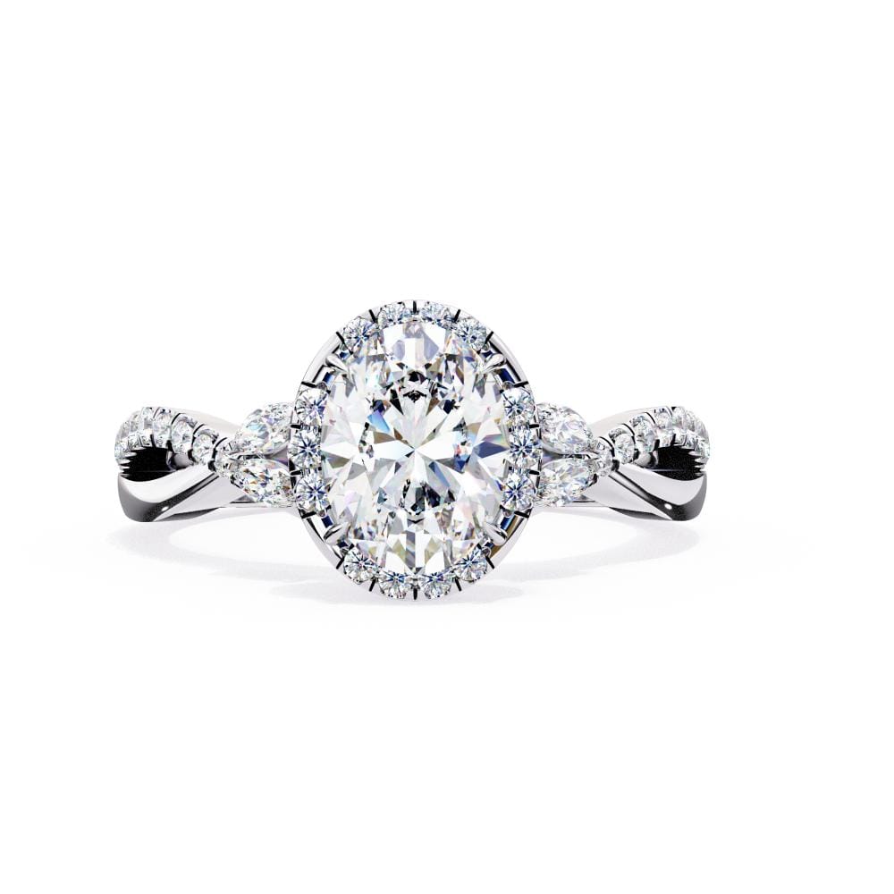 Oval Halo With Twisted Engagement ring