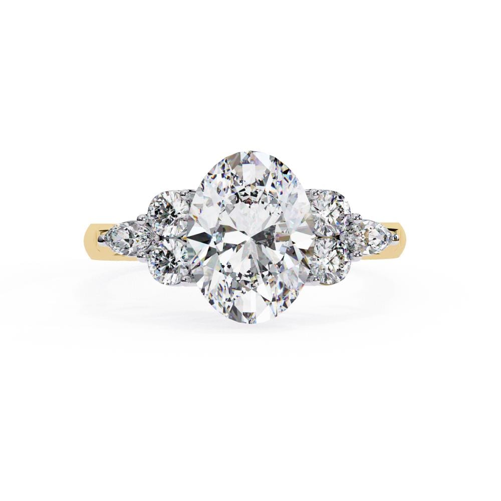 Oval with Round Three Stone Engagement ring