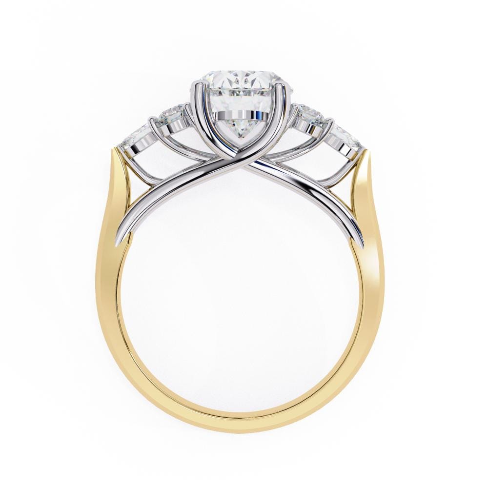 Oval with Round Three Stone Engagement ring