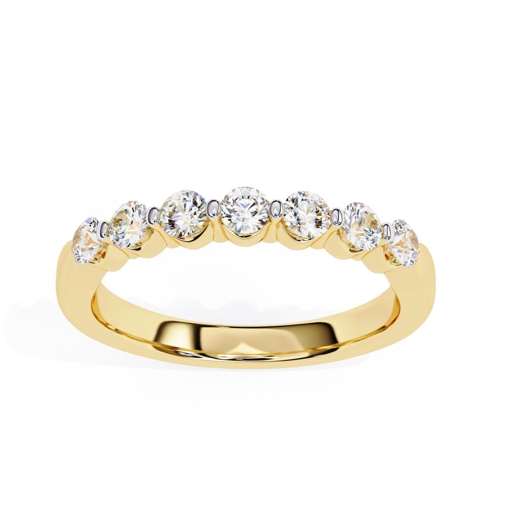 Round Shared Prong Set Wedding Band