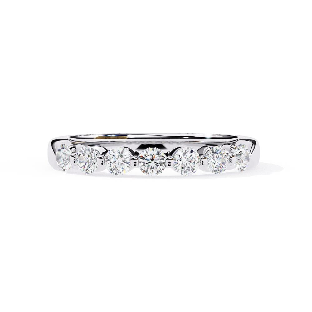 Round Shared Prong Set Wedding Band