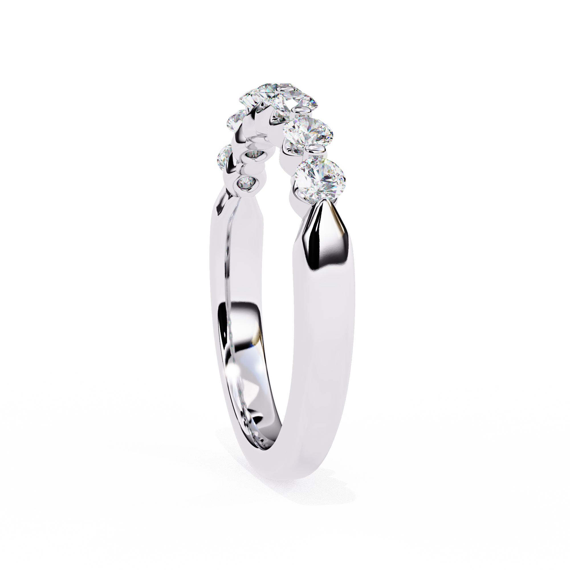 Round Shared Prong Set Wedding Band