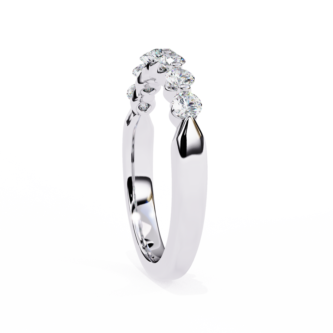 Round Shared Prong Set Wedding Band