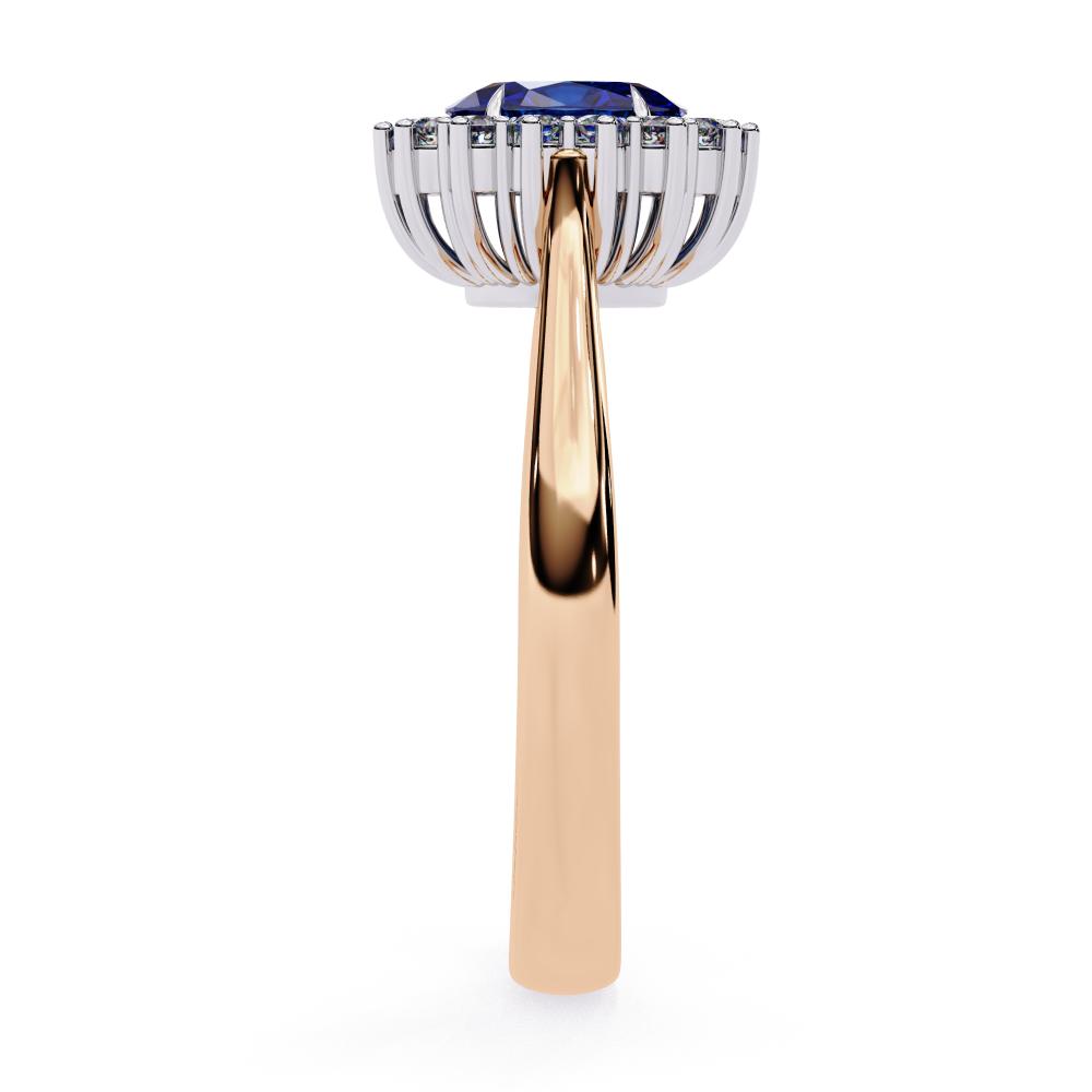 Blue Oval With Vintage Halo Engagement ring