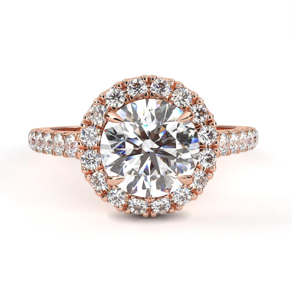 French Set Halo Engagement Ring