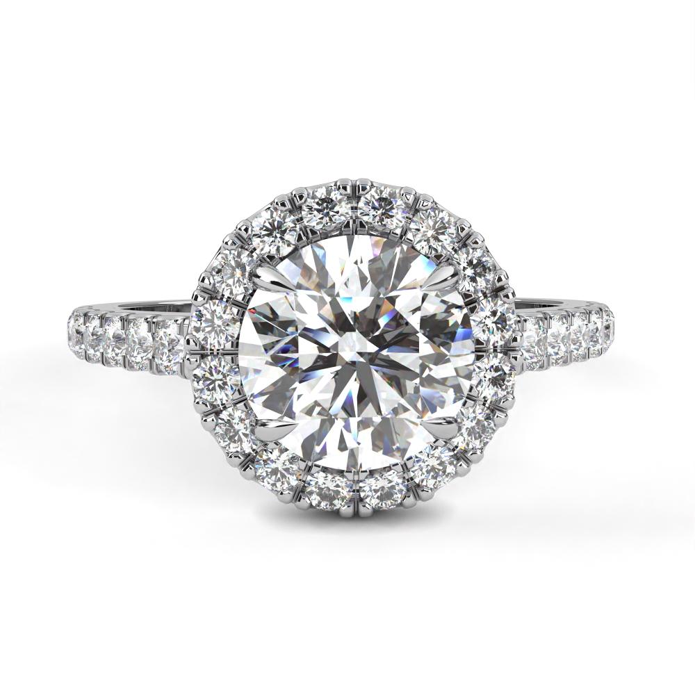 French Set Halo Engagement Ring