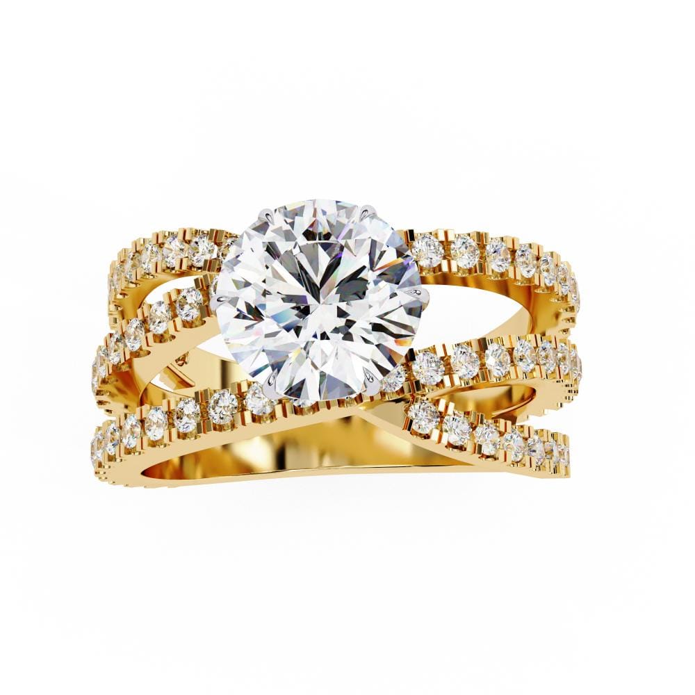 Round Vintage Style With Three Cross Engagement ring
