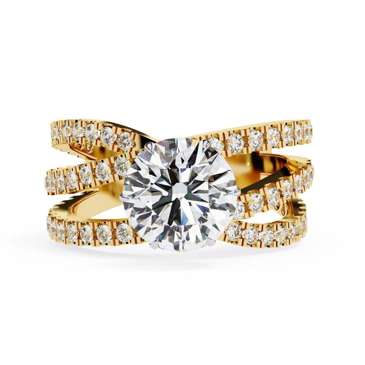 Round Vintage Style With Three Cross Engagement ring