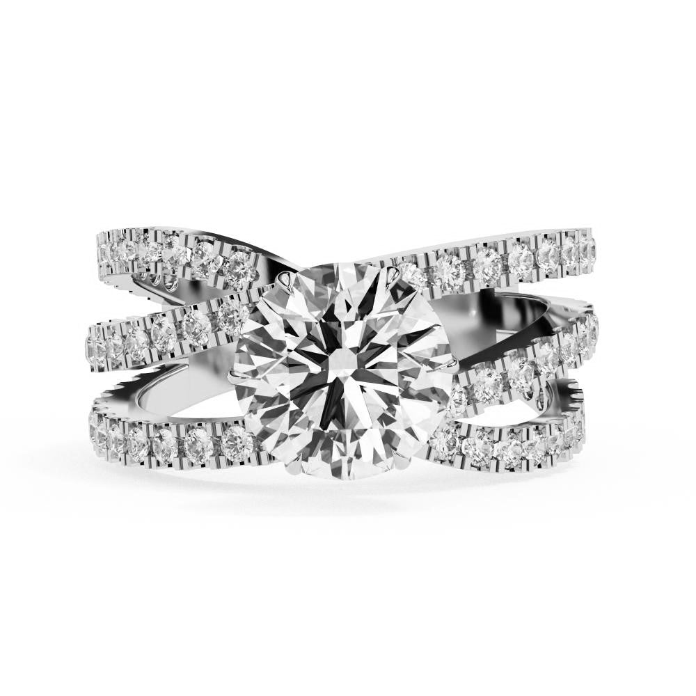 Round Vintage Style With Three Cross Engagement ring