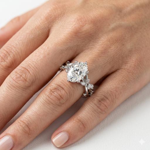 Oval Nature inspired Engagement Ring