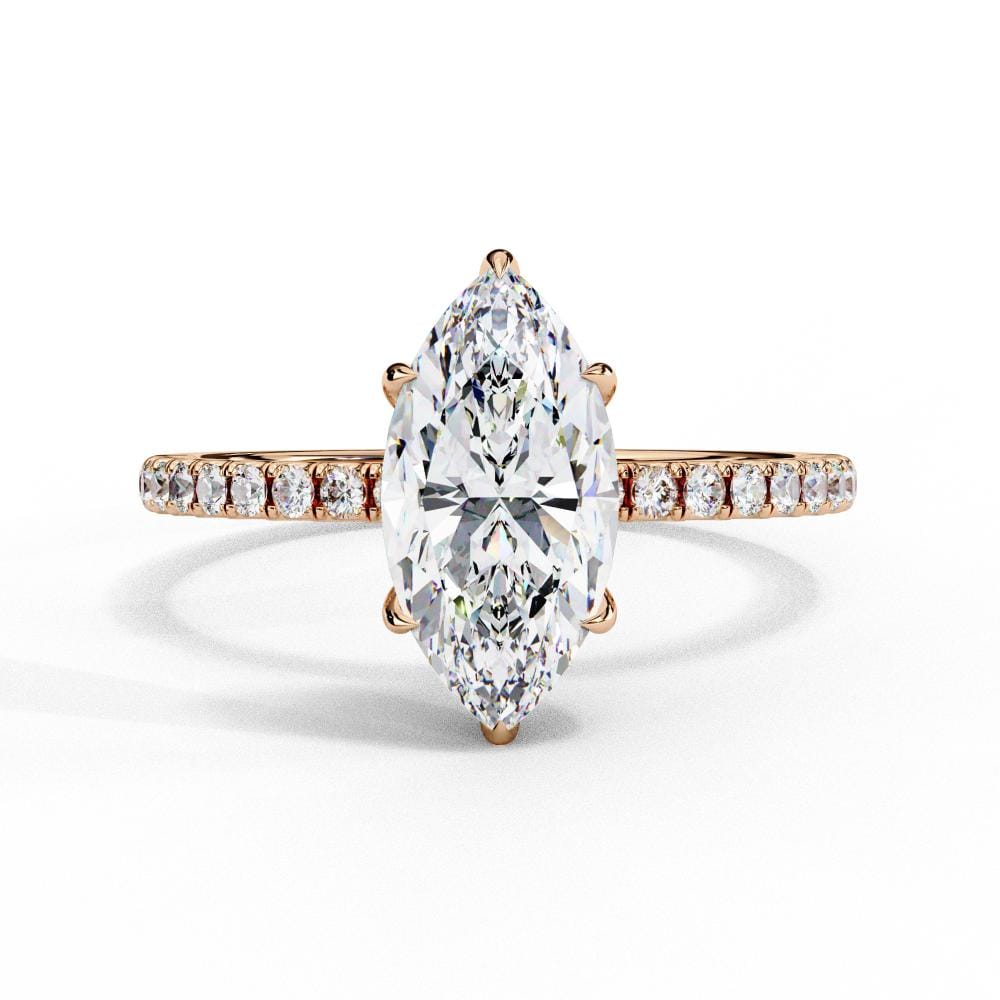Marquise Hidden Halo with Pave Engagement ring