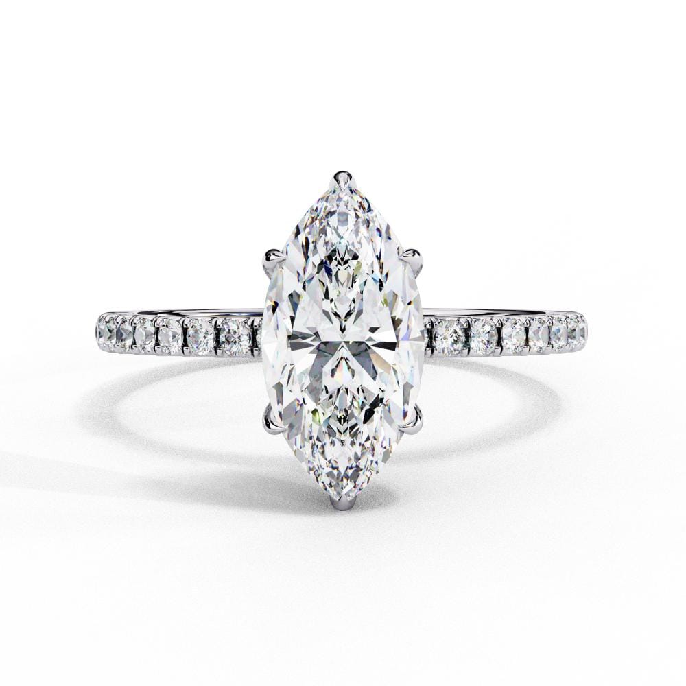 Marquise Hidden Halo with Pave Engagement ring