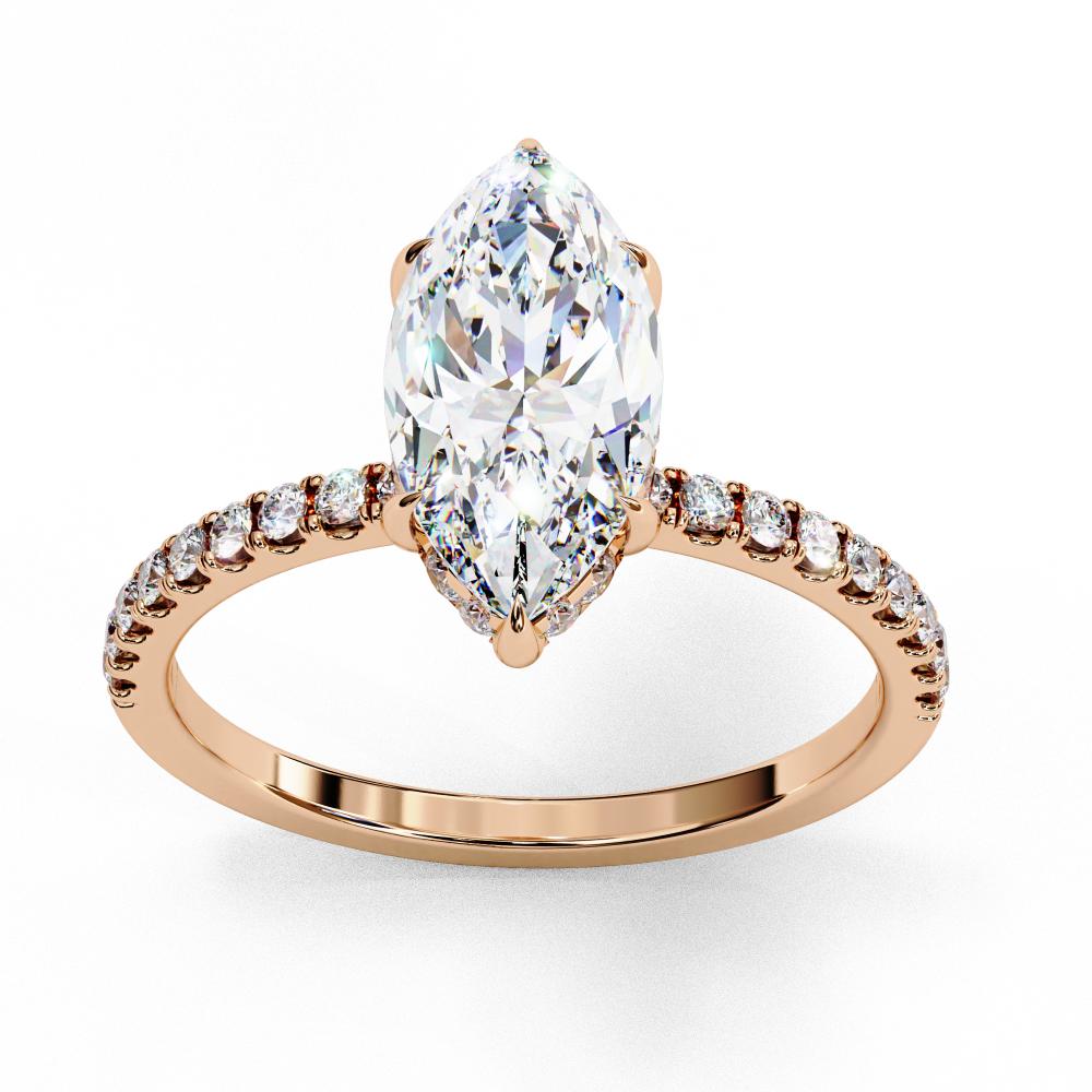 Marquise Hidden Halo with Pave Engagement ring