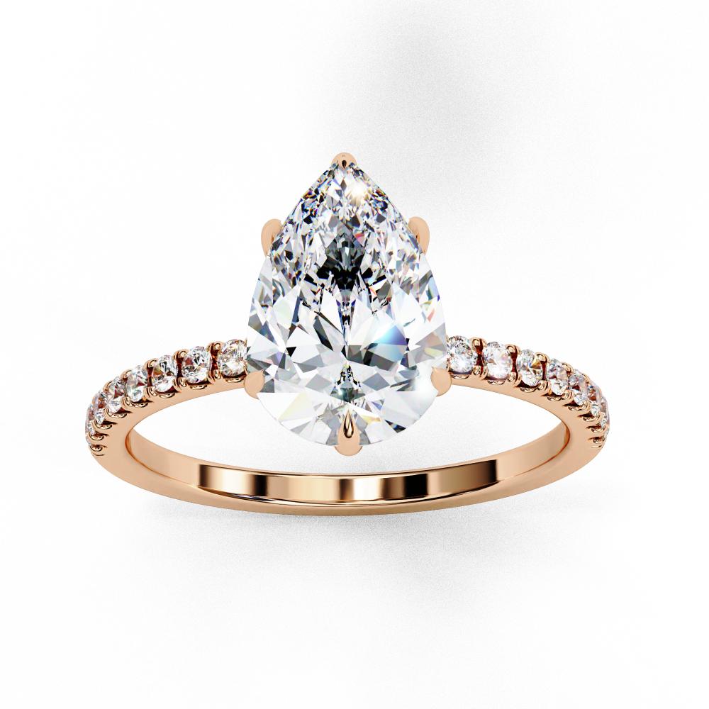 Pear Hidden Halo with Pave Engagement ring