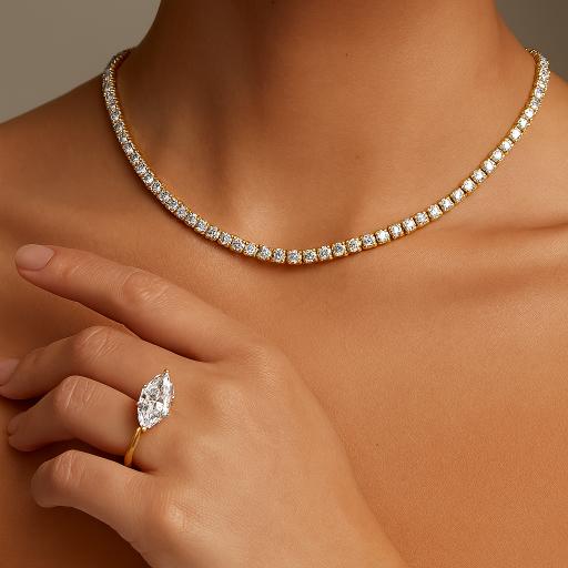 Round Moissanite Diamond Tennis Necklace