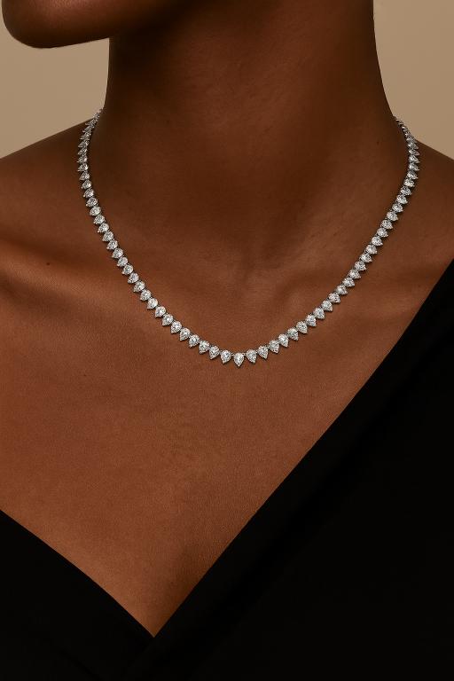 Pear Moissanite Diamond Tennis Necklace