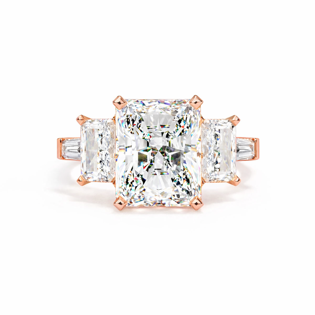 Radiant Three Stone with Euro Shank Engagement Ring