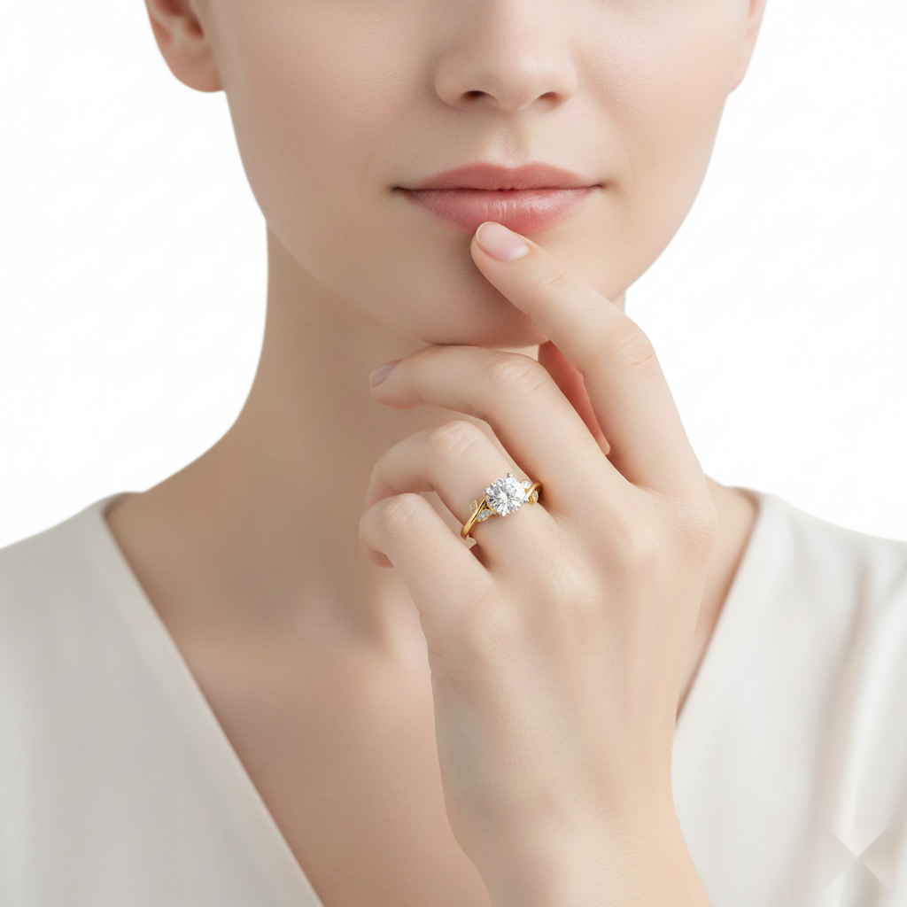 Round Floral Vine Engagement Ring