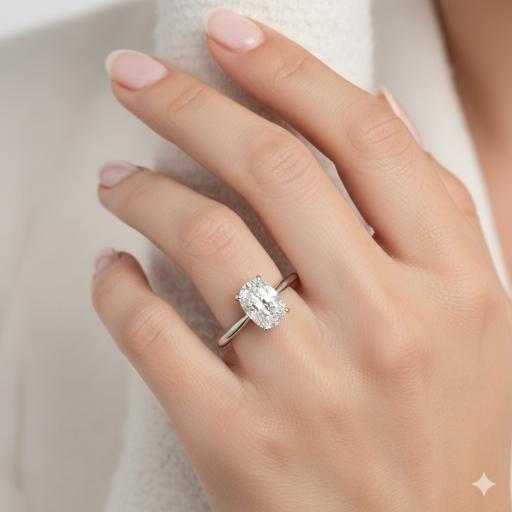 Elongated Cushion Solitaire Engagement Ring
