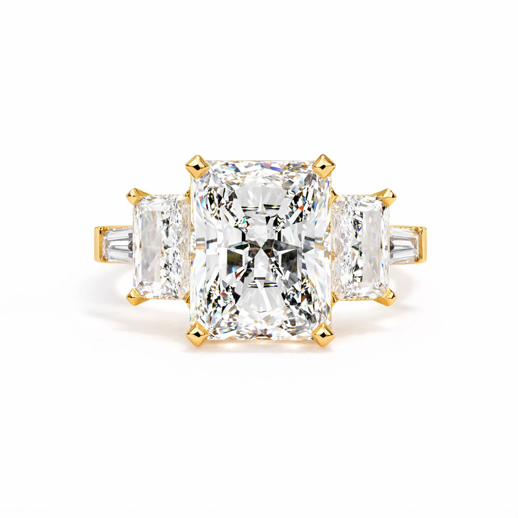 Radiant Three Stone with Euro Shank Engagement Ring