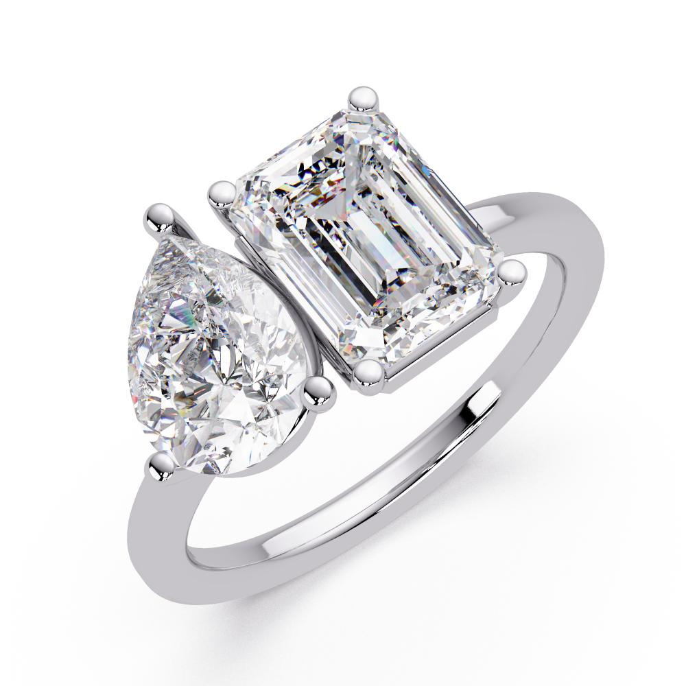 Emerald & Pear Toi Et Moi Engagement Ring