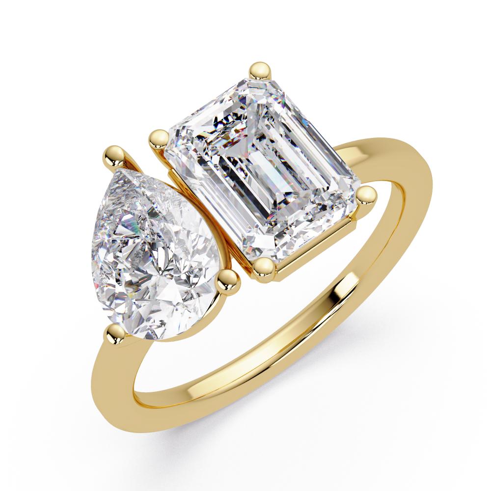 Emerald & Pear Toi Et Moi Engagement Ring