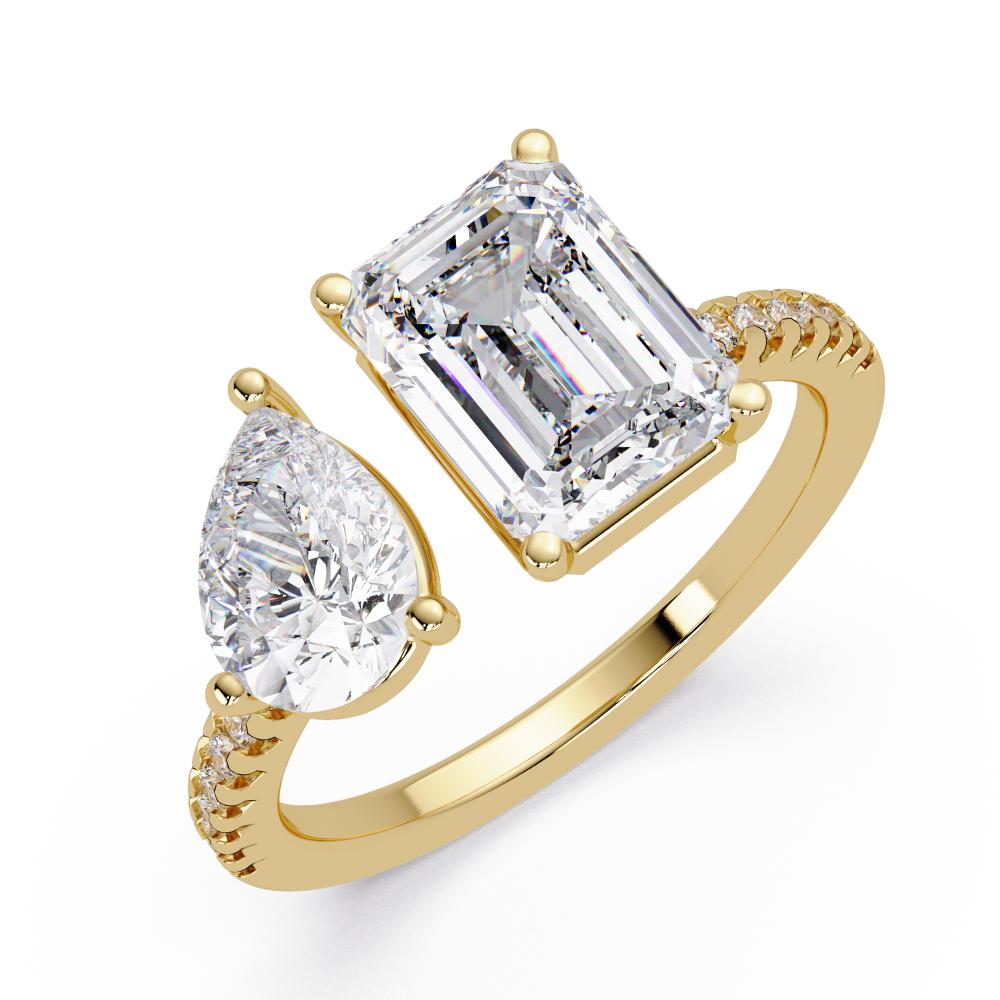 Emerald & Pear With Pave Toi Et Moi Engagement Ring