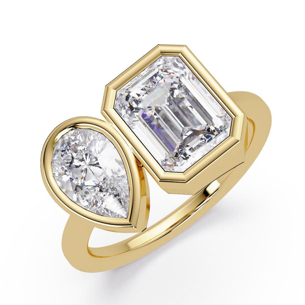 Pear & Emerald Bezel Toi Et Moi Engagement ring