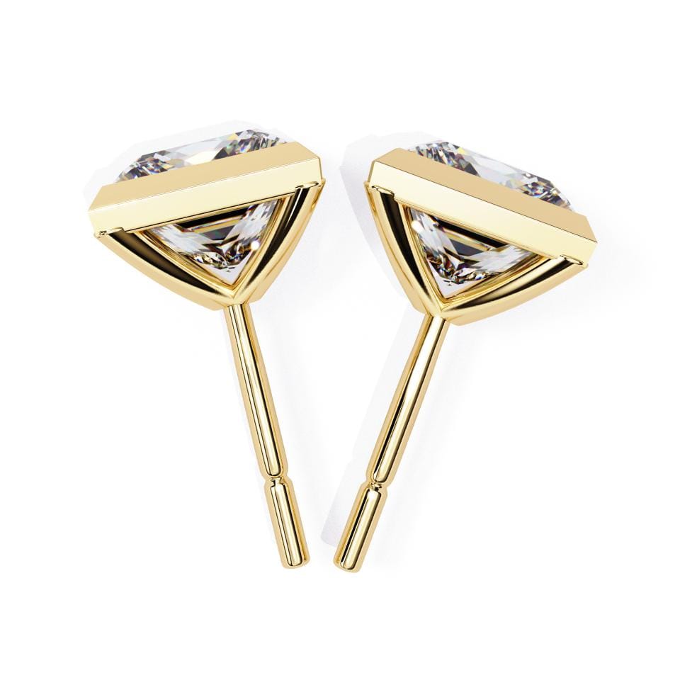 Princess Bezel Set Stud Earrings
