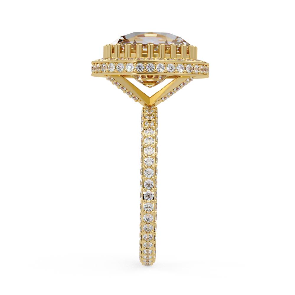 Elongated Cushion Halo With 3 side Micropave Shank Engagement ring