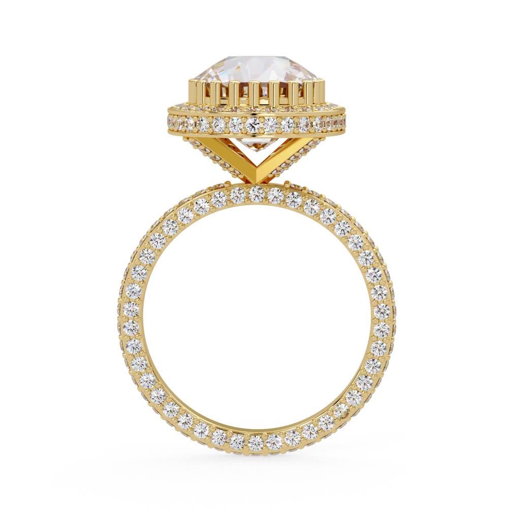 Elongated Cushion Halo With 3 side Micropave Shank Engagement ring