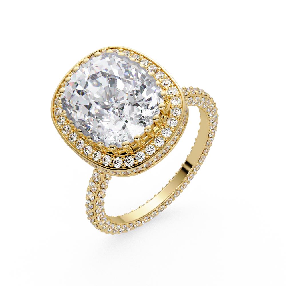 Elongated Cushion Halo With 3 side Micropave Shank Engagement ring
