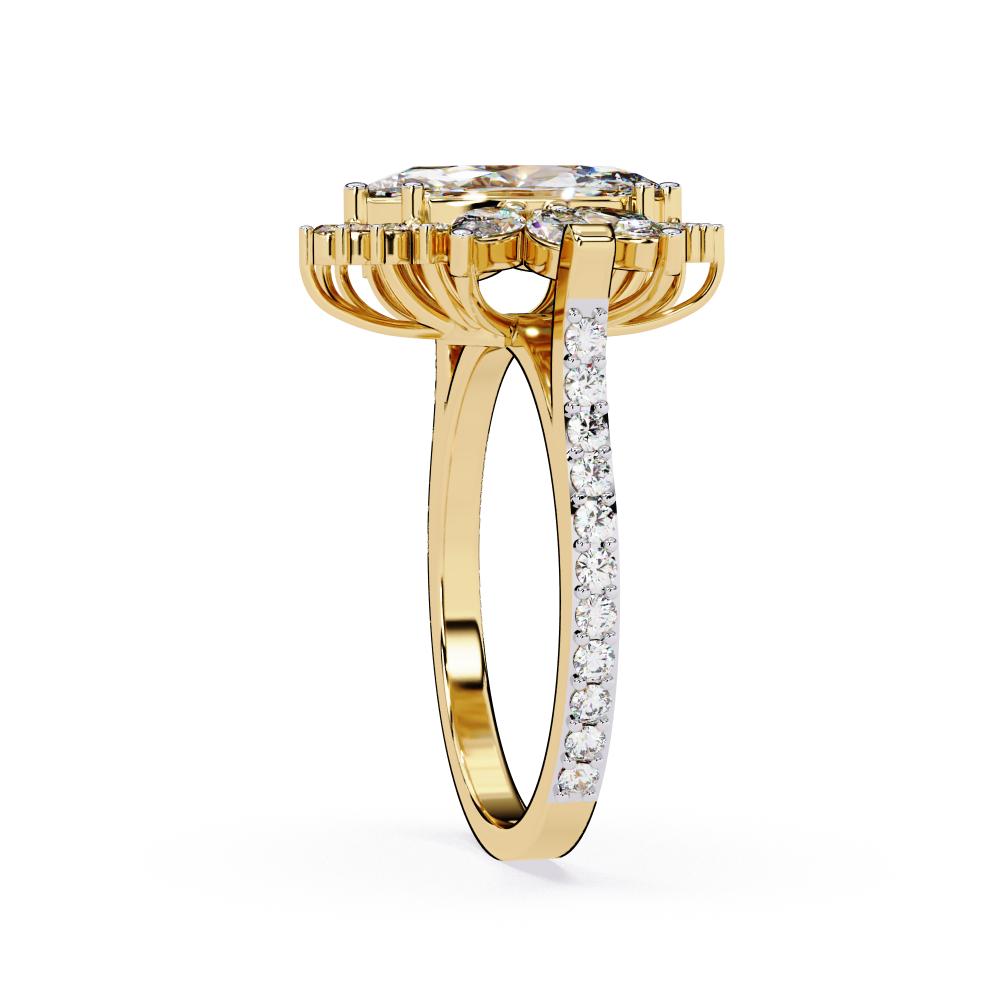 Marquise Sunburst Style Engagement Ring