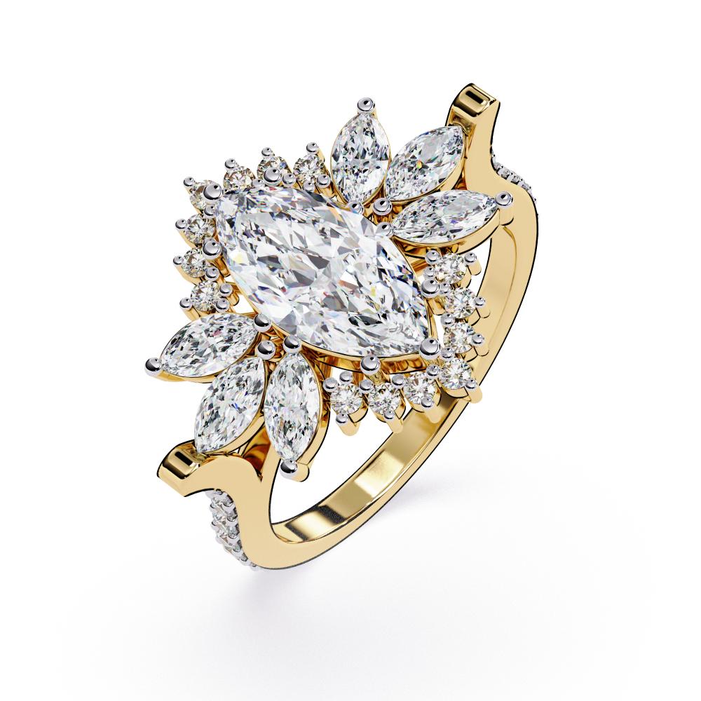 Marquise Sunburst Style Engagement Ring