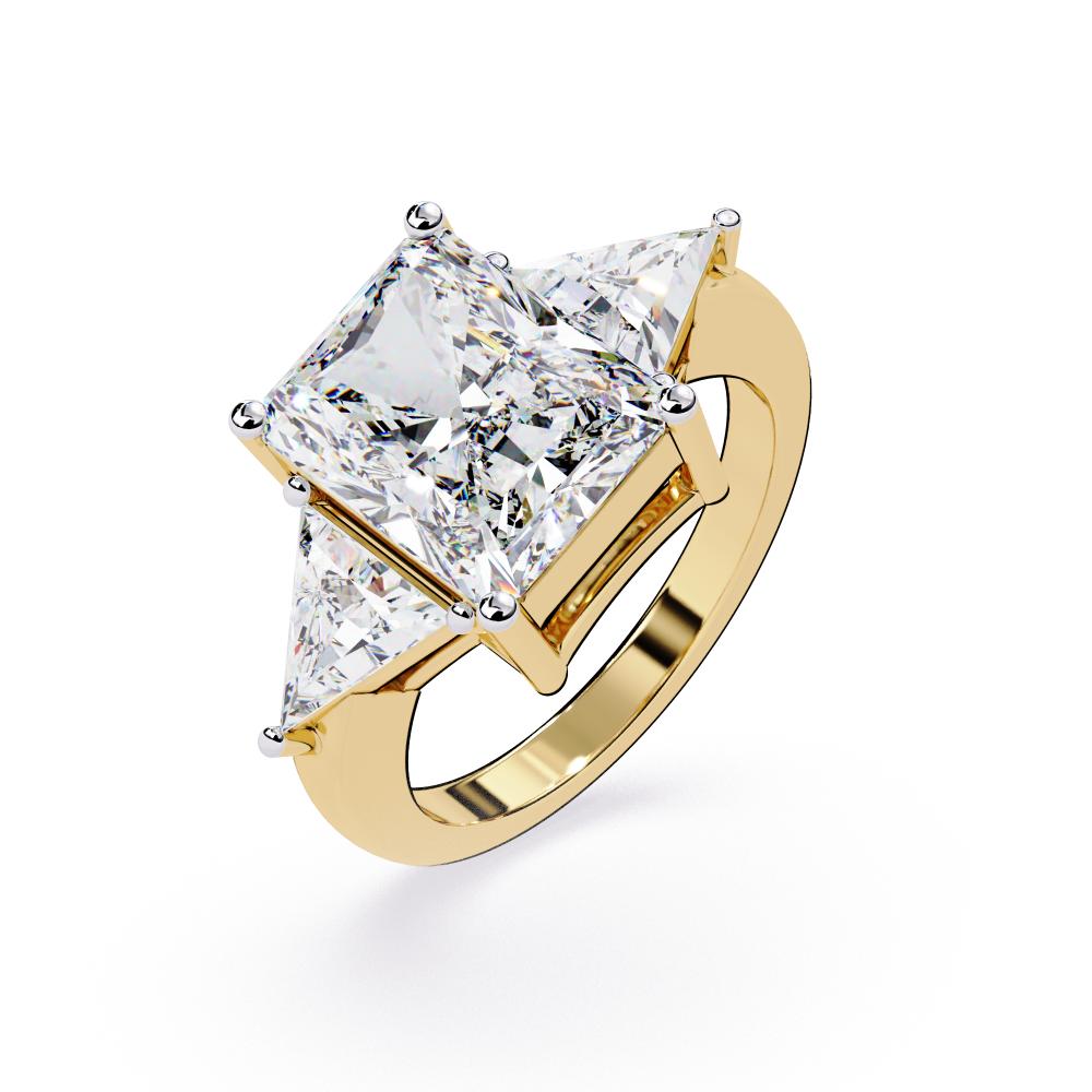 Radiant With Triangle Three Stone Engagement Ring