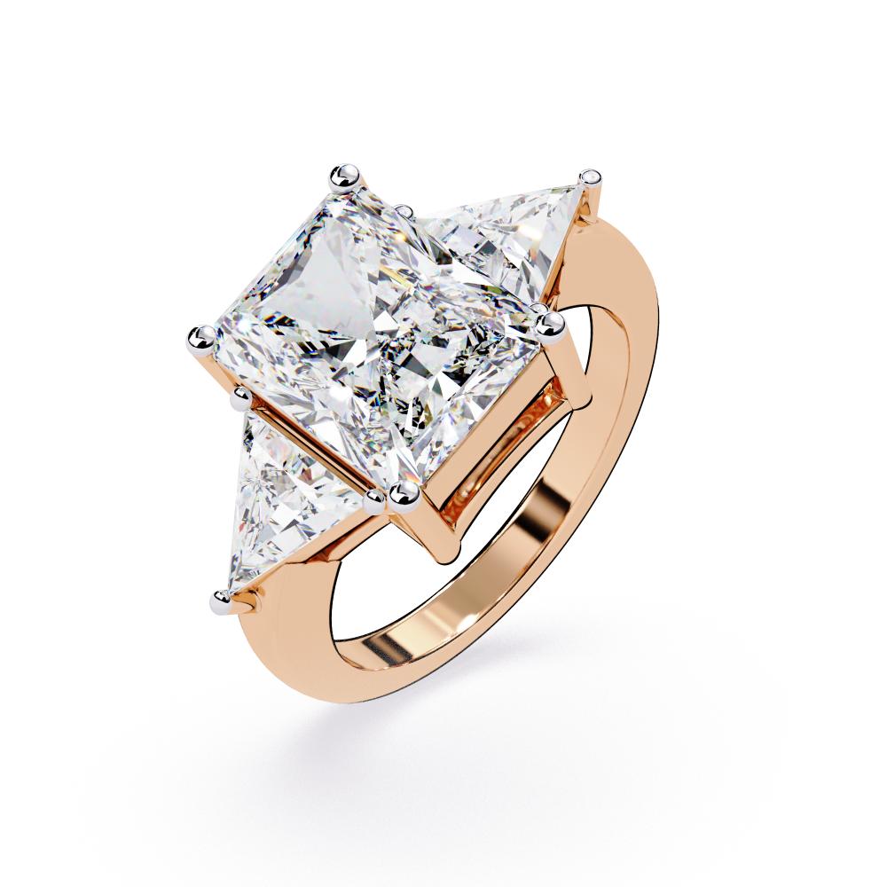 Radiant With Triangle Three Stone Engagement Ring