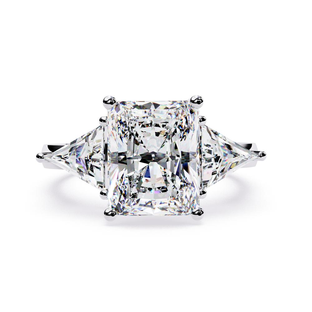 Radiant With Triangle Three Stone Engagement Ring