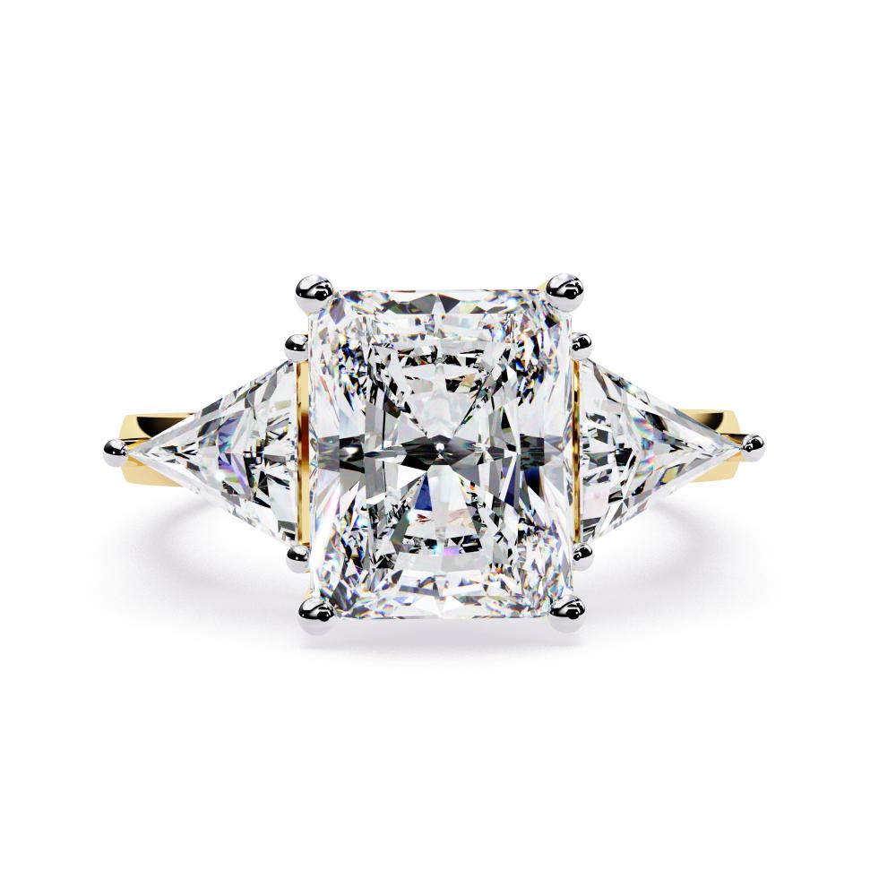 Radiant With Triangle Three Stone Engagement Ring