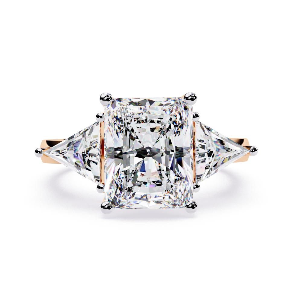 Radiant With Triangle Three Stone Engagement Ring