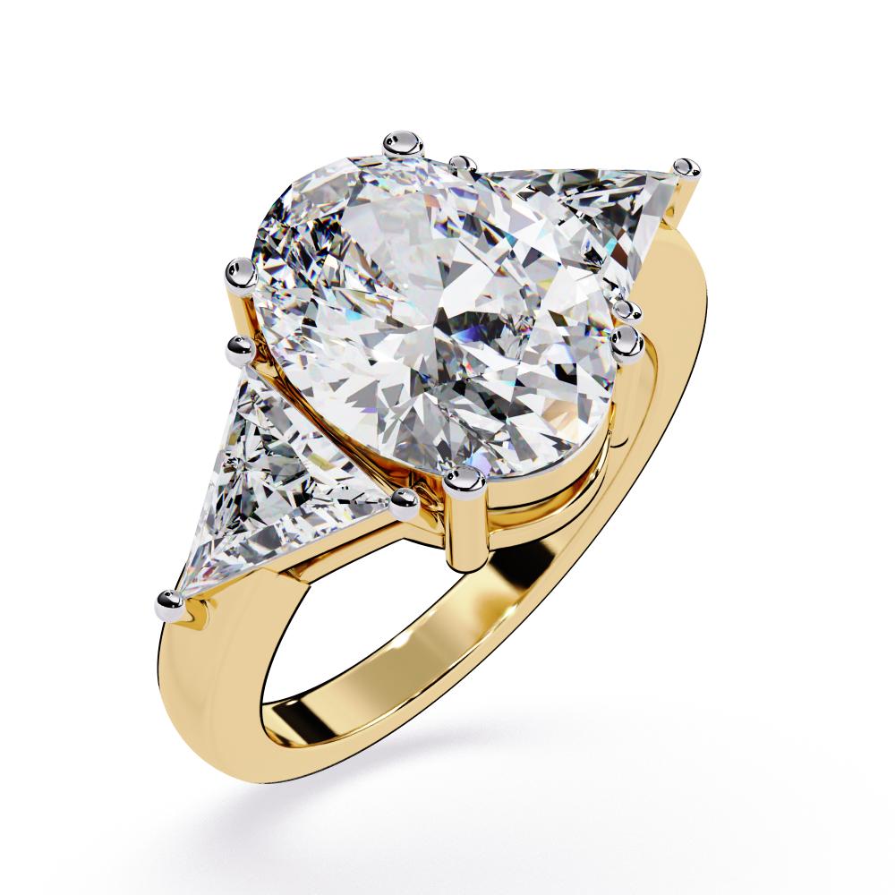 Oval With Triangle Three Stone Engagement Ring