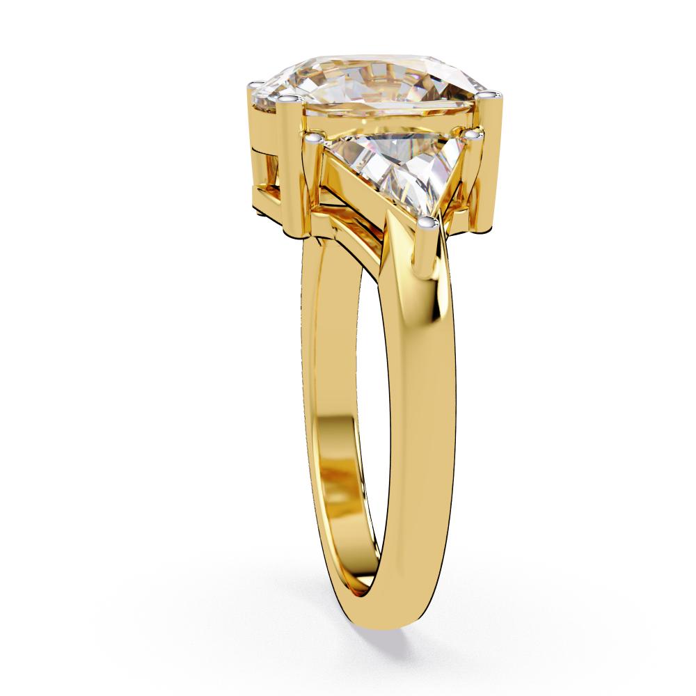 Elongated Cushion With Triangle Three Stone Engagement Ring