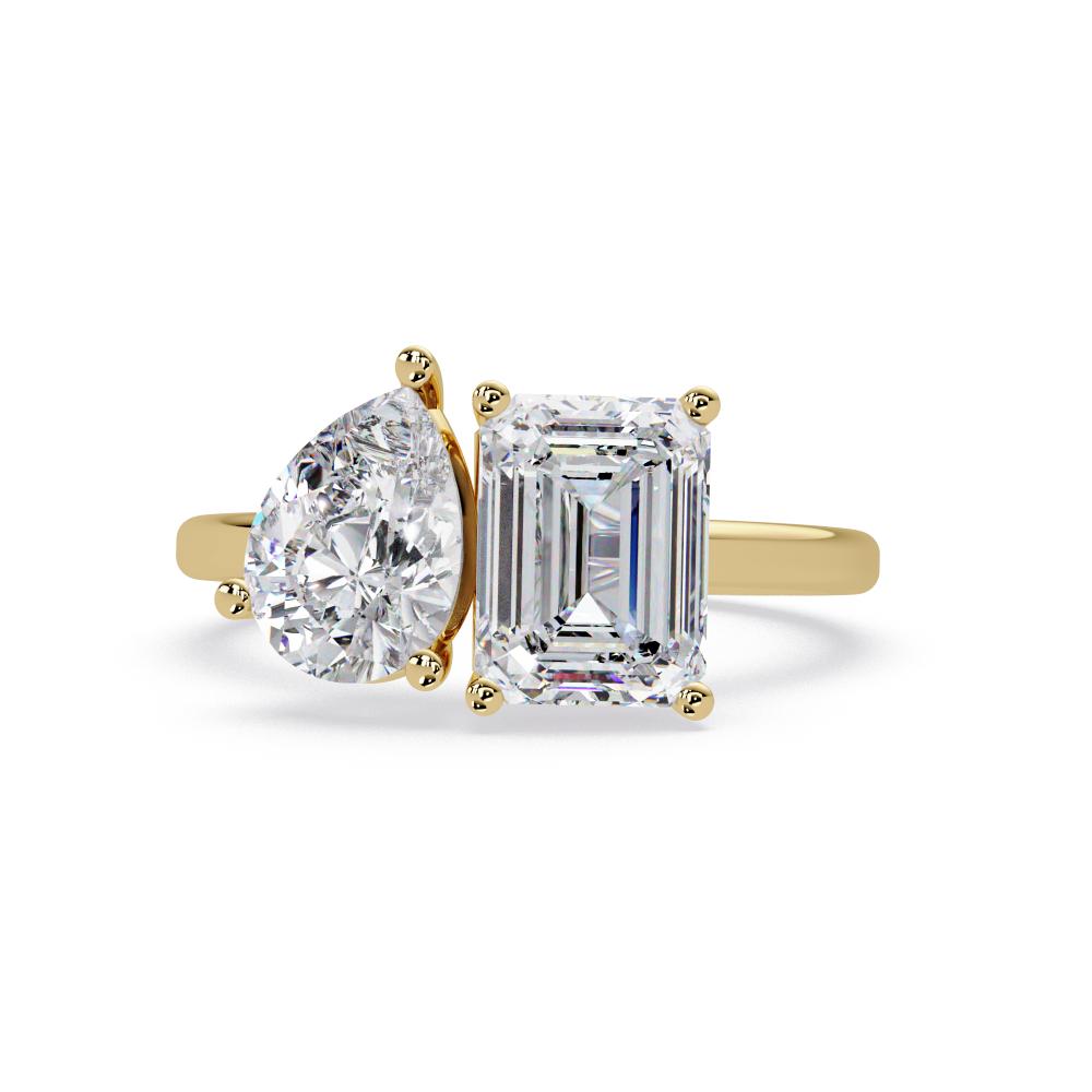 Emerald & Pear Toi Et Moi Engagement Ring