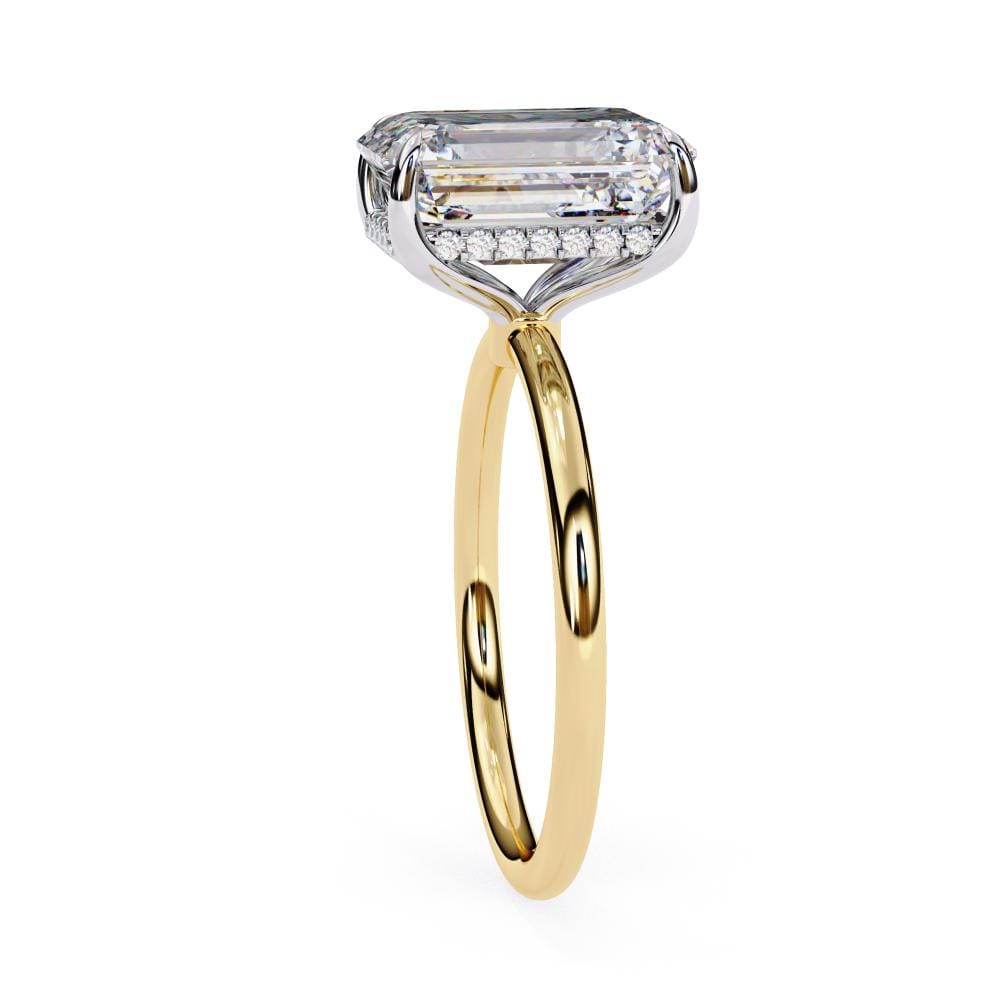 Emerald Solitaire Hidden Halo Engagement Ring