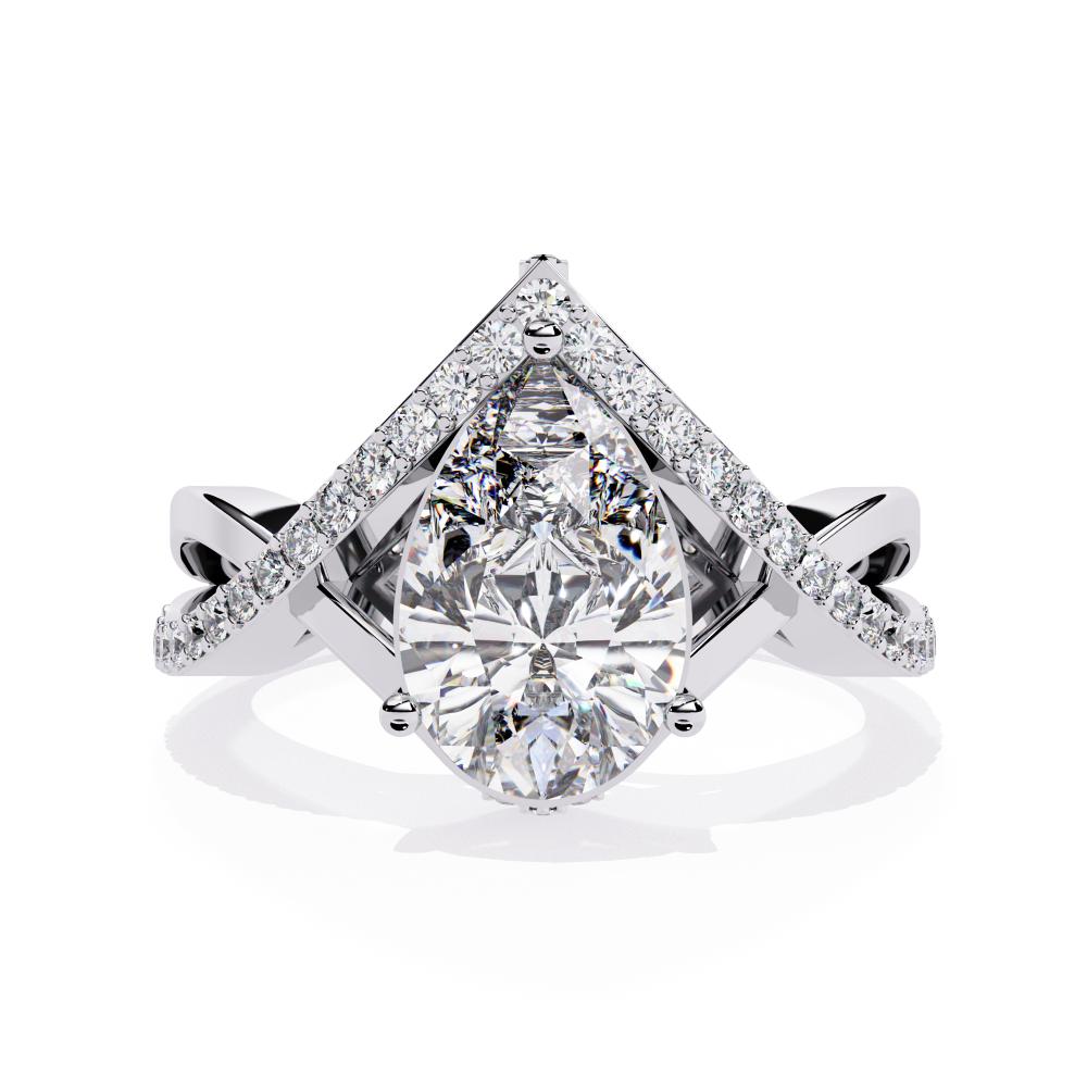 Pear Vintage Style Crossover Engagement Ring