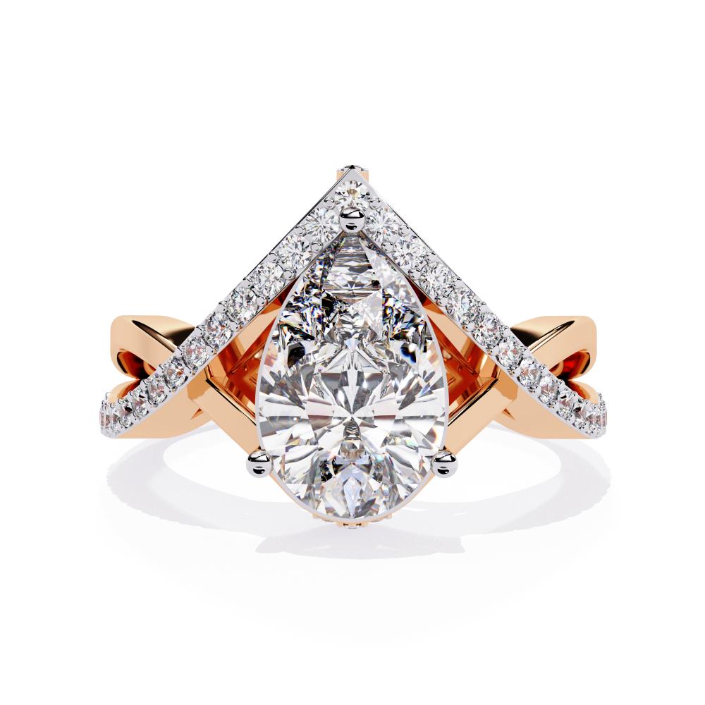 Pear Vintage Style Crossover Engagement Ring