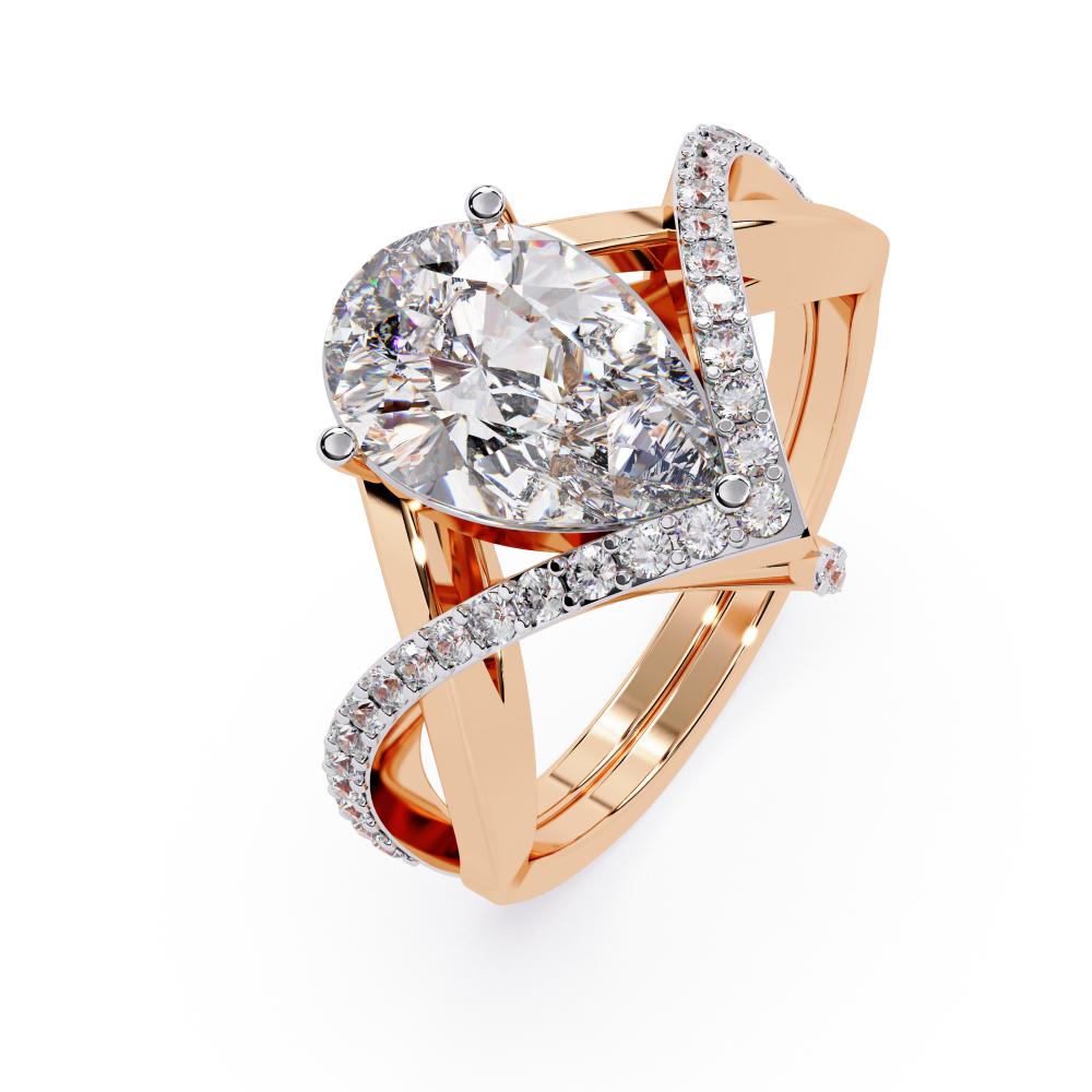 Pear Vintage Style Crossover Engagement Ring